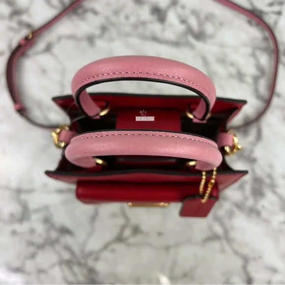 Coach Mini Pepper Crossbody Handbag In Colorblock Red Multi - Picture 4 of 11